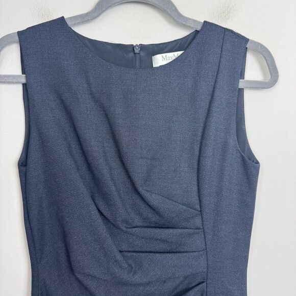 MAXMARA | Navy Sleeveless Dress Ruched Waist Detail Made in Italy Women’s Size M - Picture 2 of 7